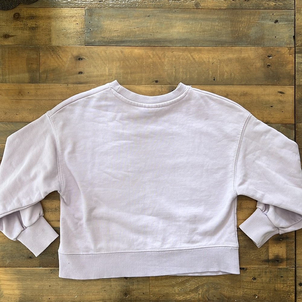 Zara girls sweatshirt 100% cotton always surfing lavender tan cropped EUC - Picture 4 of 5